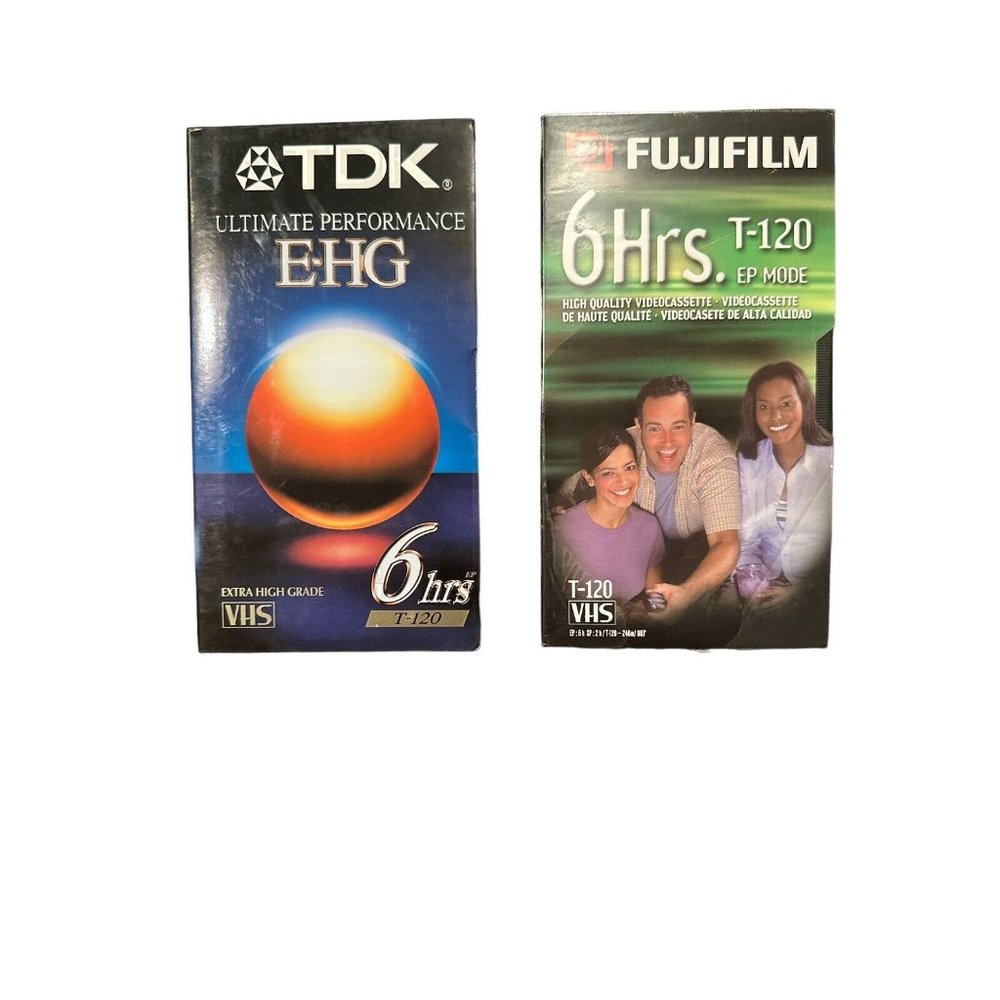 1 TDK T-120 Blank VHS Tape Sealed E-HG & 1 Fuji VHS‎ Tape EP NEW Sealed